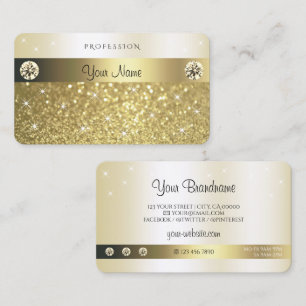 Luxurious Gold Glitter Sparkling Stars Diamonds Business Card