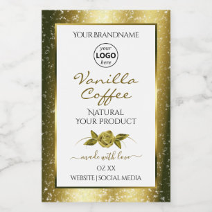 Luxurious Gold Glitter White Product Labels Logo