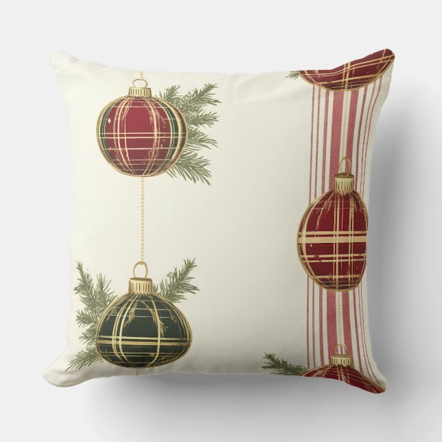 Luxurious Gold & Green Christmas Throw Pillow (Front)