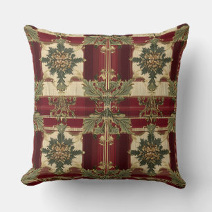 Luxurious Gold & Green Christmas Throw Pillow