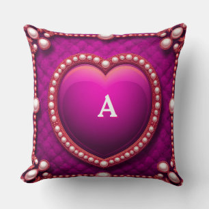 Luxurious Gold Heart Frame Adorned With Pearls Cushion