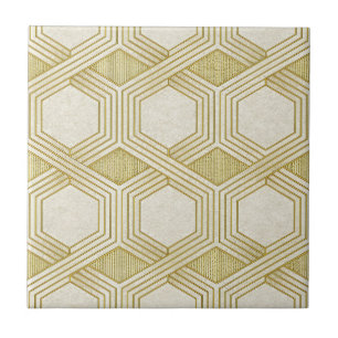 Luxurious Gold Hexagon Pattern - Marble Texture Tile