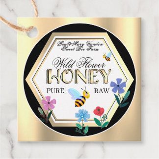 Luxurious Gold Honey Jar Neck Tag for Beekeepers