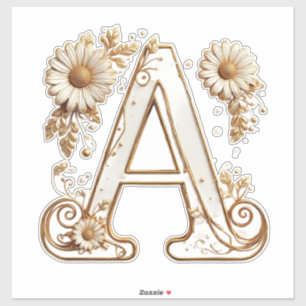 Luxurious Gold Letter A with Floral Daisies Design