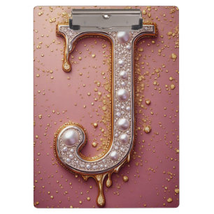 Luxurious Gold Letter J Monogram Clipboard