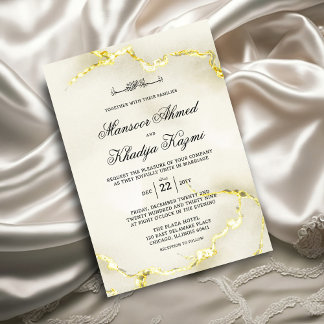 Luxurious Gold Marble Texture Islamic Wedding  Invitation