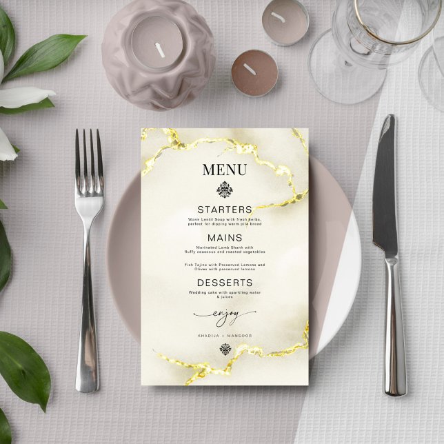Luxurious Gold Marble Texture Wedding Menu Card (Creator Uploaded)
