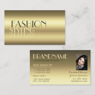Luxurious Gold Modern Mirror Letters with Photo Business Card