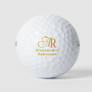 Luxurious Gold Monogram & Name Golf Balls