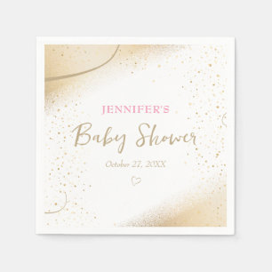 Luxurious Gold & Pink Girl Baby Shower Napkin