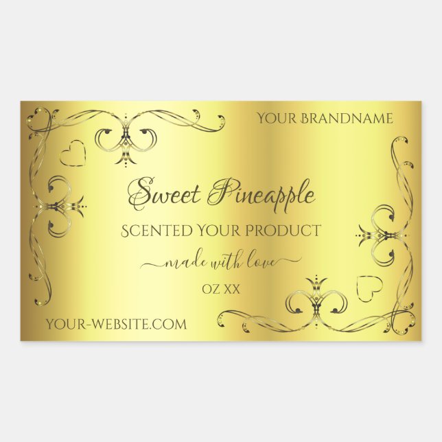 Luxurious Gold Product Label Ornate Corner Borders (Front)