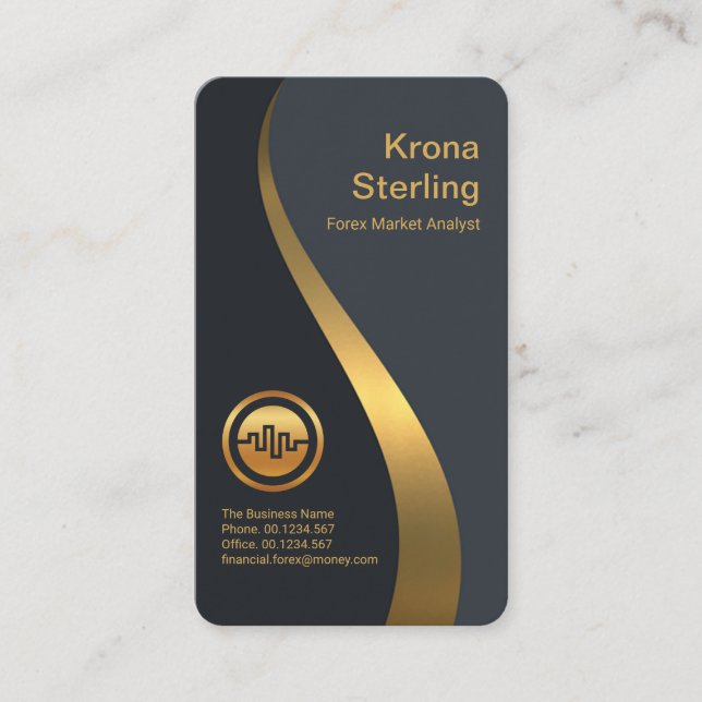 Luxurious Gold Profit Wave Graph Forex Business Card (Front)