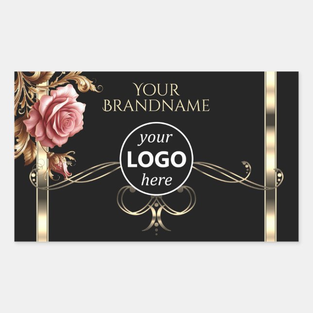 Luxurious Gold Rose Pink Black Product Labels Logo (Front)