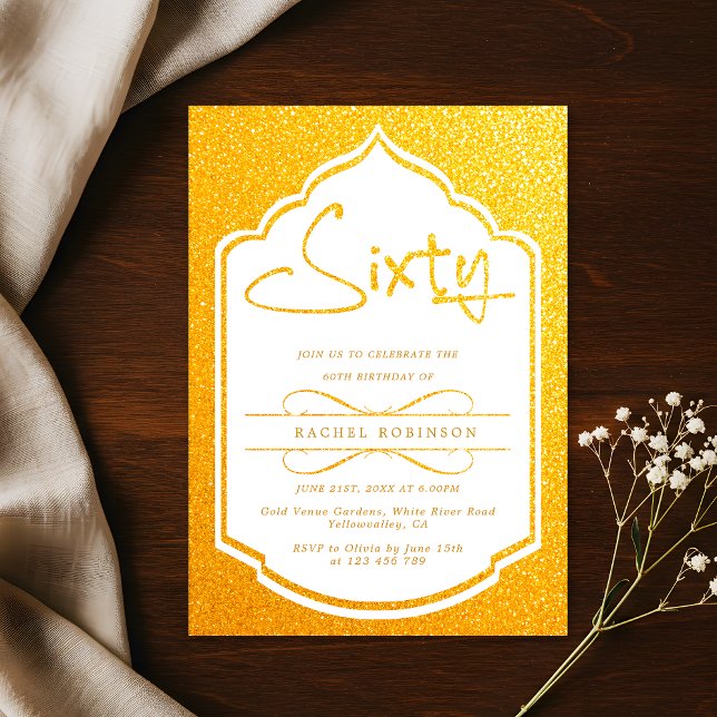 Luxurious Gold Script 60TH Birthday Party Invitation (Creator Uploaded)
