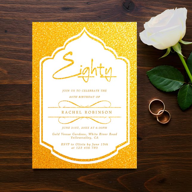 Luxurious Gold Script 80TH Birthday Party Invitation (Creator Uploaded)