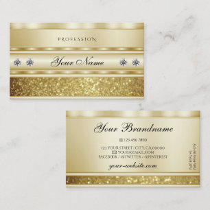 Luxurious Gold Sparkling Glitter Diamonds Elegant Business Card