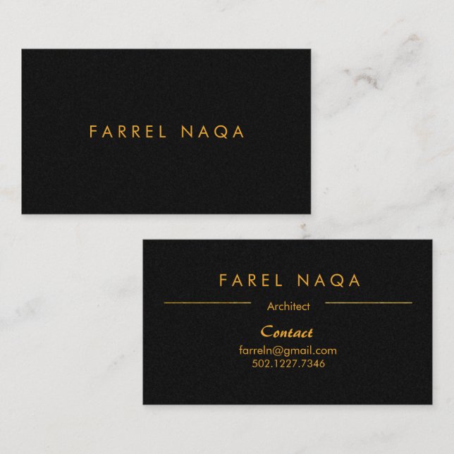 Luxurious Gold Text in Black Foil Business Card (Front/Back)