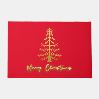 Luxurious gold tree beautiful shiny glitter red doormat
