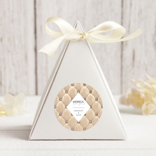 Luxurious Gold Tufted Monogram Classic Round Sticker (Creator Uploaded)