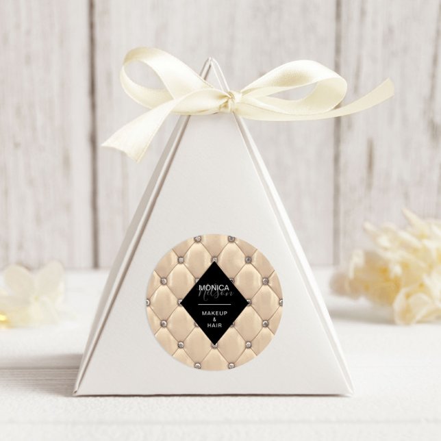 Luxurious Gold Tufted Monogram Classic Round Sticker (Creator Uploaded)