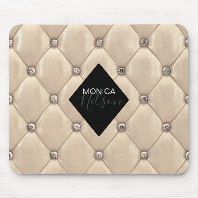 Luxurious Gold Tufted Monogram Mouse Mat (Front)