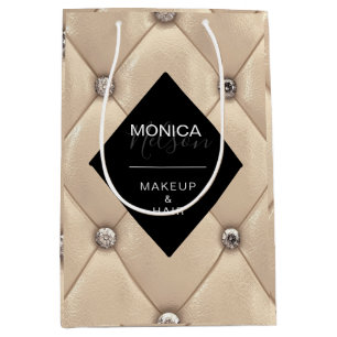 luxurious gold tufted monogram product medium gift bag