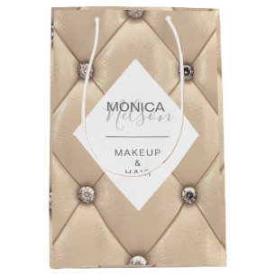 luxurious gold tufted monogram product medium gift bag