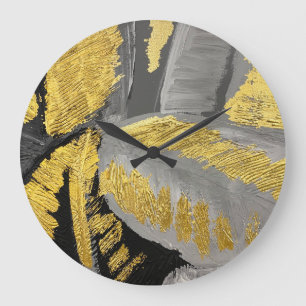 Luxurious Gold: Vintage Grunge Texture. Large Clock