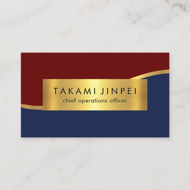Luxurious Gold Wave Layers CEO Boss Business Card (Front)