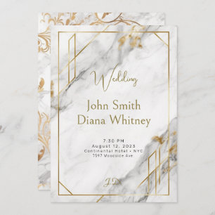Luxurious Gold & White Marble Wedding Invitation