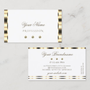 Luxurious Gold White Sparkling Diamonds Glamourous Business Card