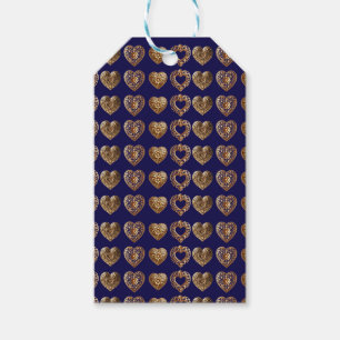 Luxurious Golden Baroque Hearts Pattern on Navy Bl Gift Tags