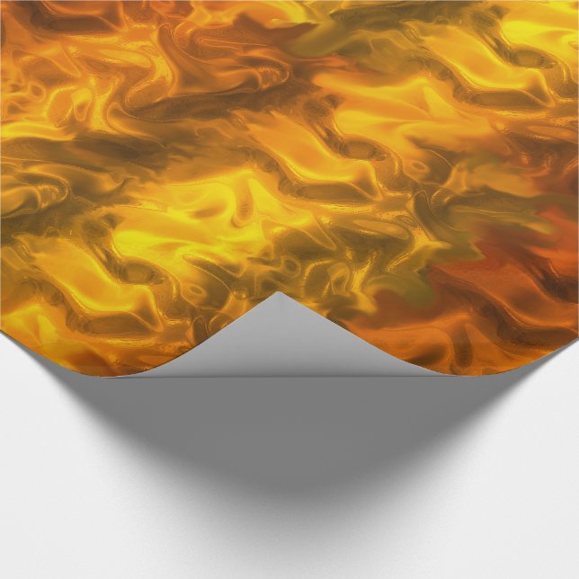 Luxurious Golden Fire Christmas Wrapping Paper (Corner)
