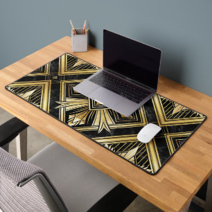 Luxurious Golden Geometric 1920's Dimond Art Deco  Desk Mat