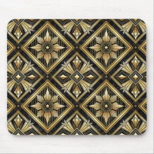 Luxurious Golden Geometric 1920's Dimond Art Deco Mouse Mat