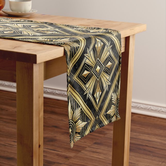 Luxurious Golden Geometric 1920's Dimond Art Deco  Short Table Runner (In Situ)