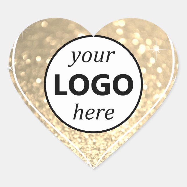 Luxurious Golden Glitter Sparkle Stars with Logo Heart Sticker (Front)
