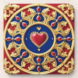 Luxurious Golden Heart Frame Coaster