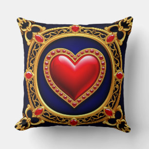 Luxurious Golden Heart Frame Cushion
