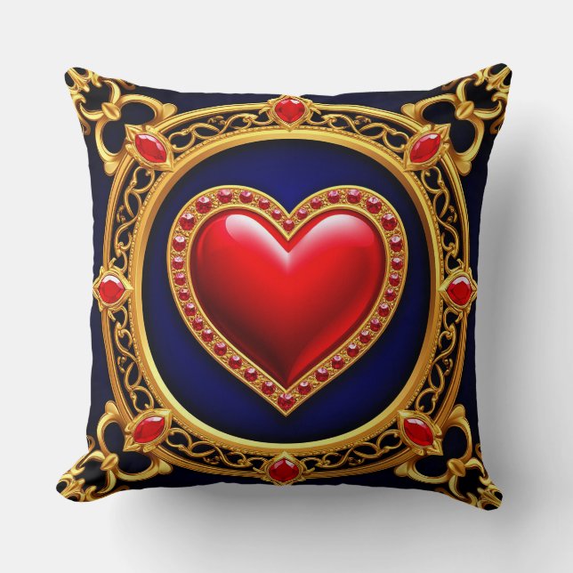Luxurious Golden Heart Frame Cushion (Front)