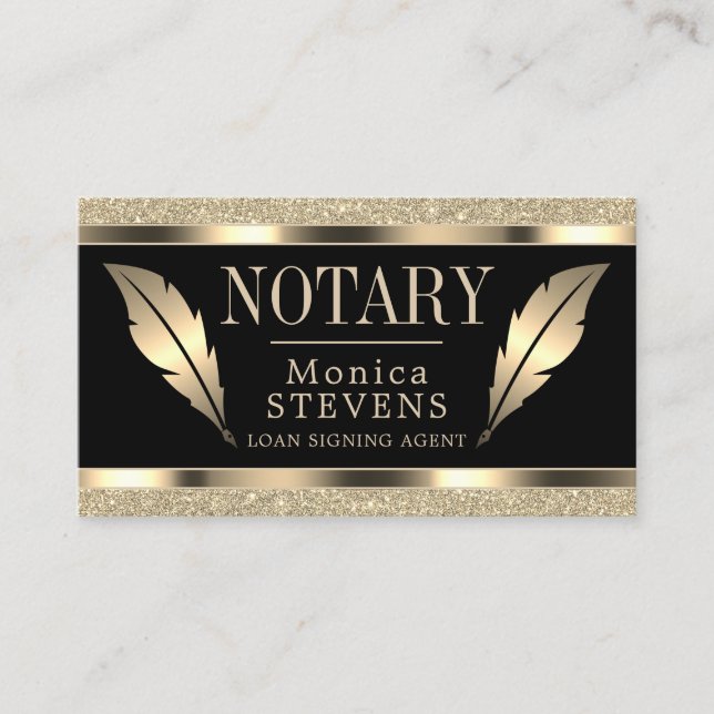 Luxurious golden ink pen feather  business card (Front)