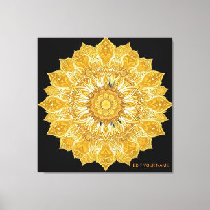 Luxurious Golden Mandala Floral Sun  Canvas Print