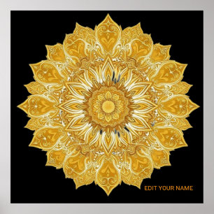 Luxurious Golden Mandala Floral Sun  Poster