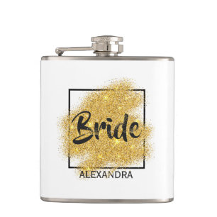 Luxurious golden particles bridal shower Flask