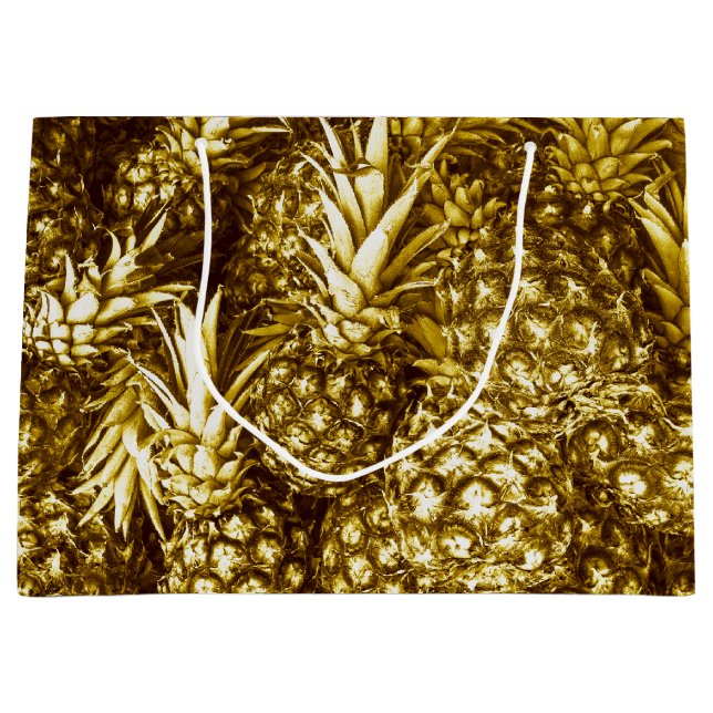 Luxurious golden pineapples large gift bag (Front)