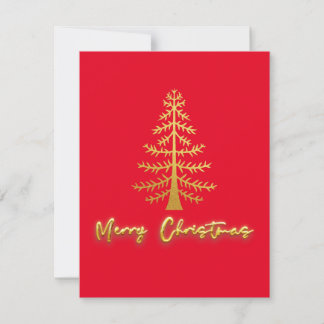 Luxurious golden tree Christmas traditional red Card