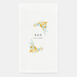 luxurious golden turquoise monogram wedding paper napkin