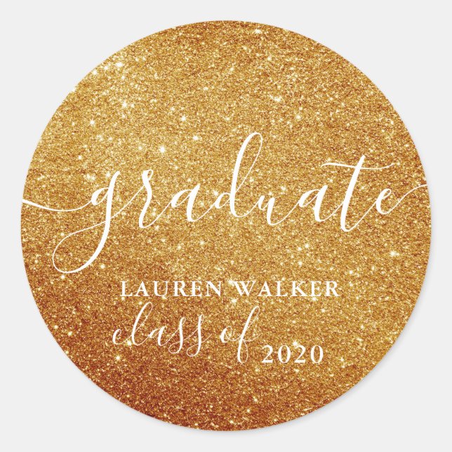 luxurious graduate gold glitter monogram Sticker (Front)