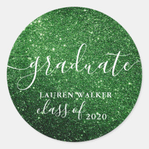 luxurious graduate green glitter monogram Sticker