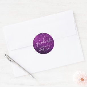 Luxurious Graduate Purple Glitter Monogram Sticker